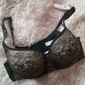 Cacique by lane bryant 40c black and nude lace bra